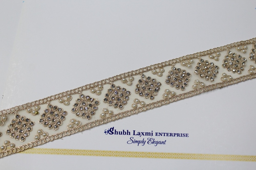 golden embroidery stone lace