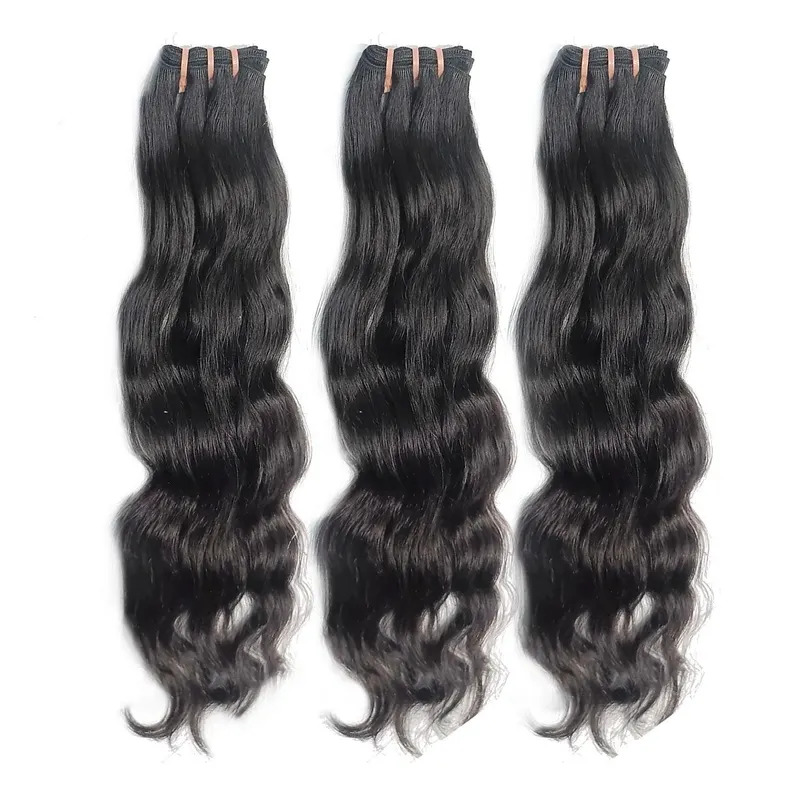 Virgin Indian Natural Black Hair Bundles Wavy and Long Lasting Human Hair Extensions Made With 100% Raw Hair For Women & Girls.