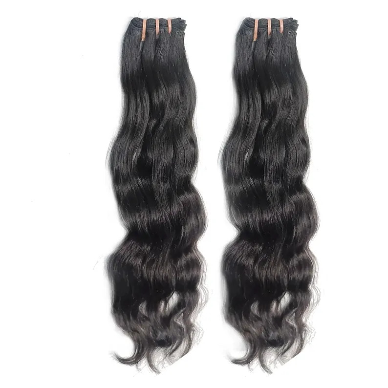 Virgin Indian Natural Black Hair Bundles Wavy and Long Lasting Human Hair Extensions Made With 100% Raw Hair For Women & Girls.