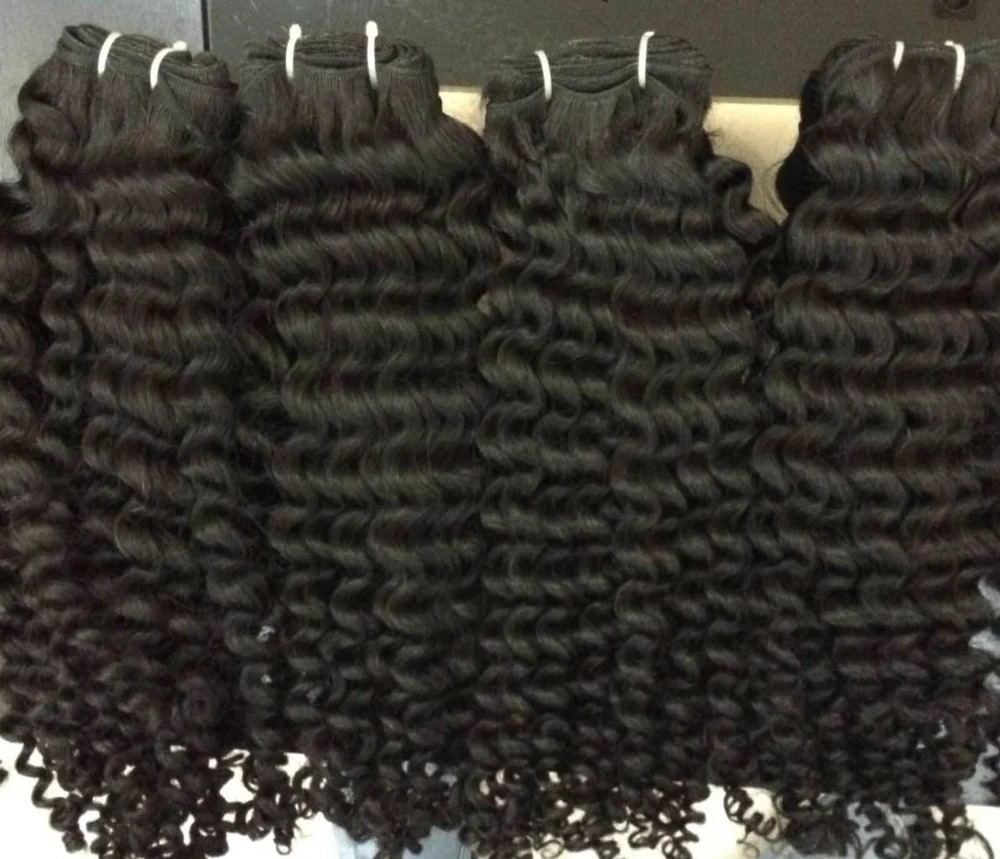 Indian Deep Curly Weft Hair Extensions processed Human Hair Bundles