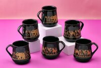 Ceramic Tea Coffee Mug Set Of 6 - Color: Black