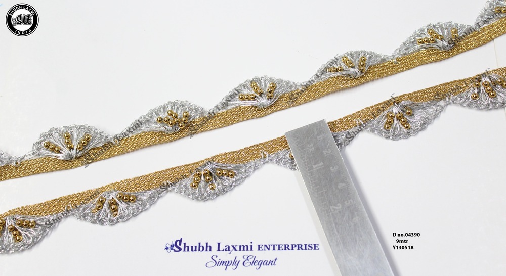 golden moti pankha lace