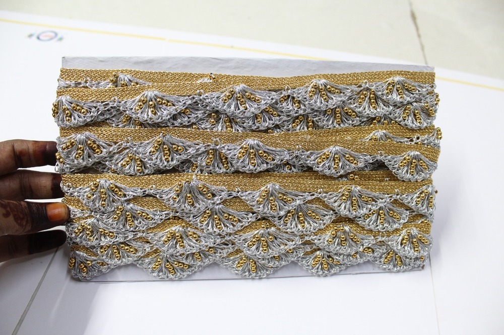 golden moti pankha lace