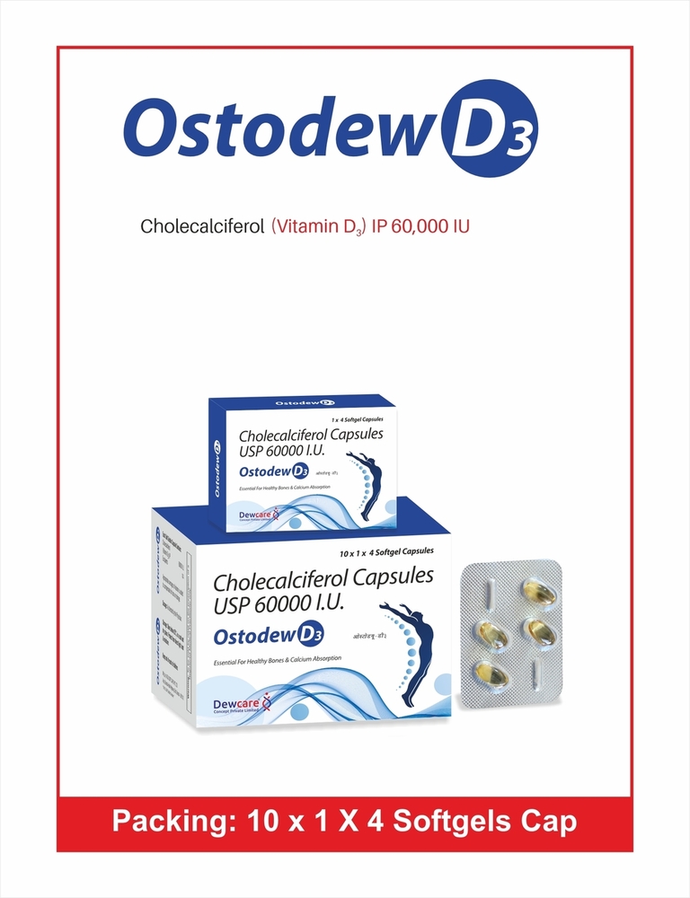 OSTODEW D3 SOFTGELS - Cholecalciferol Supplement | Supports Bone Health, Promotes Immune Function, Easy-to-Swallow Softgel Form