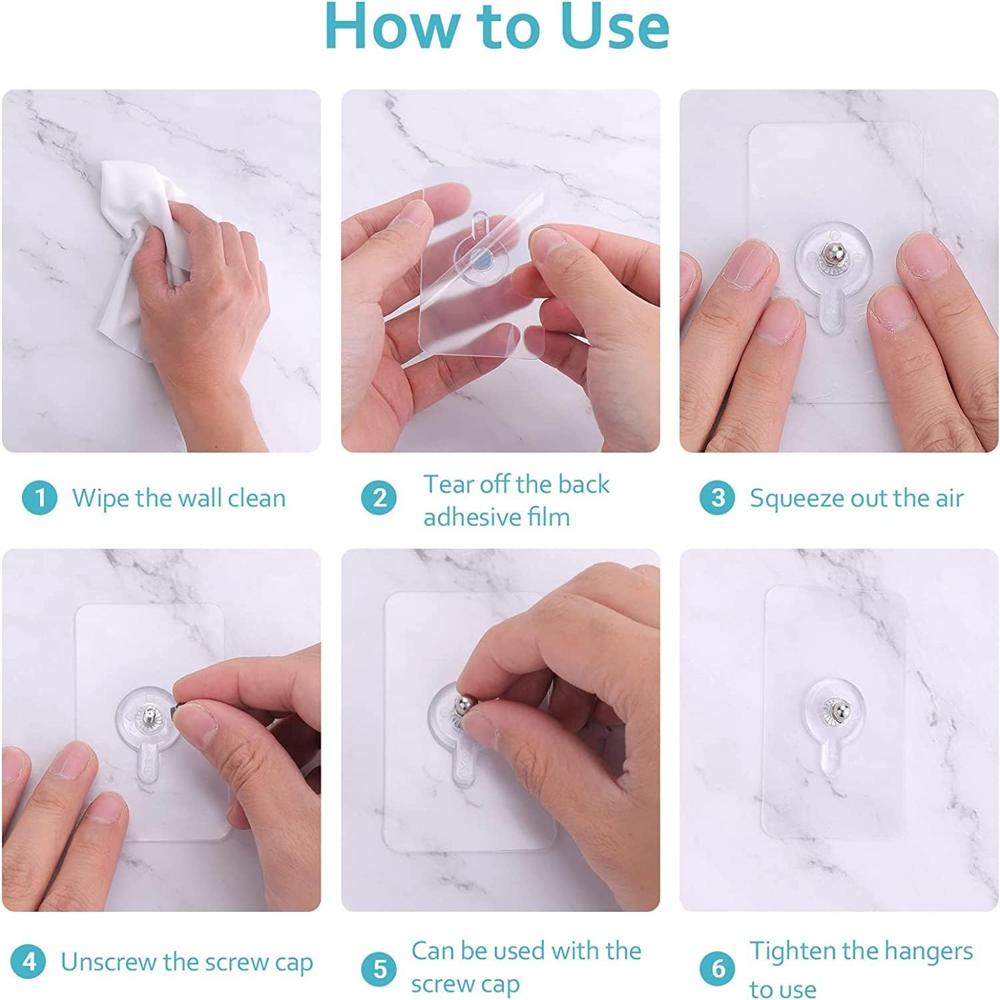 Adhesive Non-Trace No Drilling Installation Hanging, Waterproof Screws Wall Hook