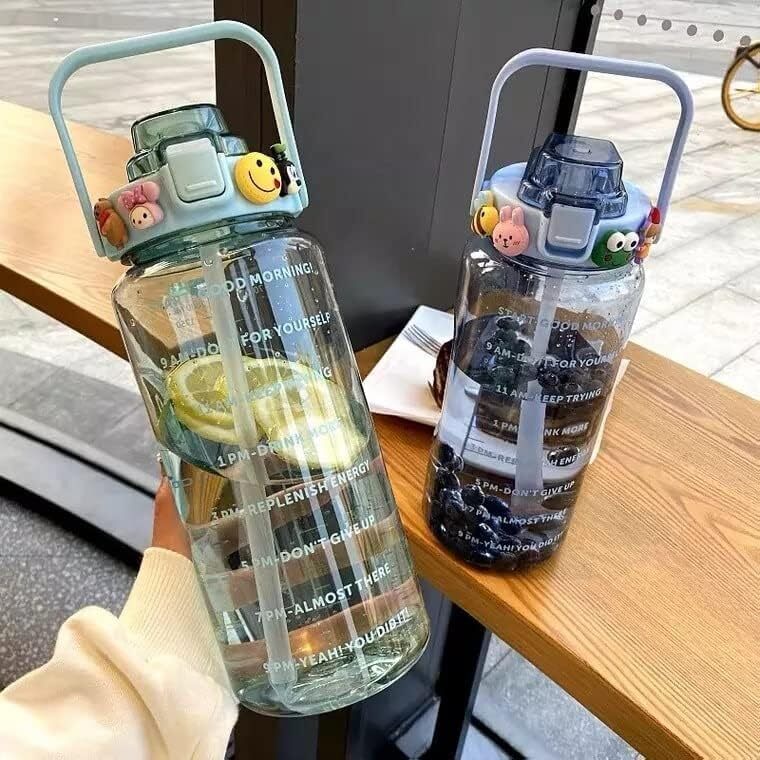Plastic Water Bottle With Motivational Time Marker 2 LITRE