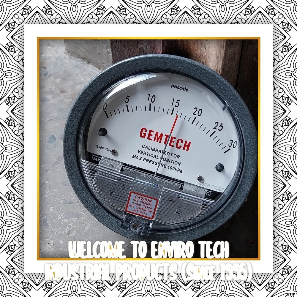 Gemtech G2300-300pa Differential Pressure Gauge Range 150-0-150 Pa