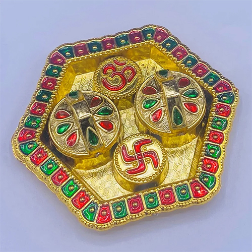 Golden Traditional Haldi Kumkum Karanda