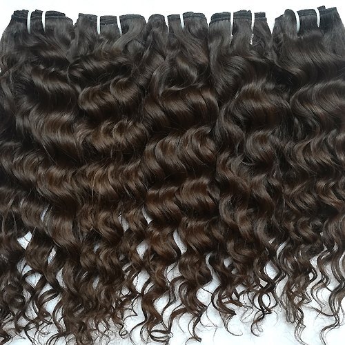 Natural Black  Color Natural Curly Weft Hair Bundles Indian Human Hair Extensions