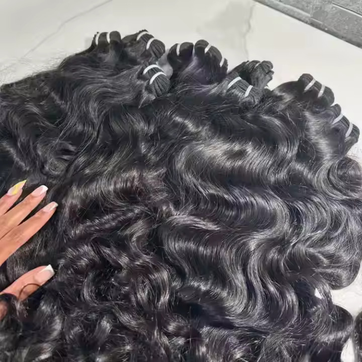 South Indian Temple Remy  Wavy Hair Bundles Extension Virgin Hair Extension