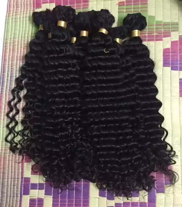 Black Deep Wave Curly Human Hair Weft Extensions Premium Remy Bundles