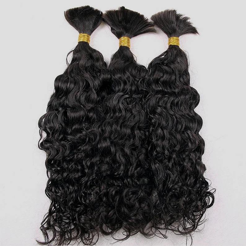 Curly Bulk Human Hair 18inch 100gm Per Bundle Indian Weaving Braiding