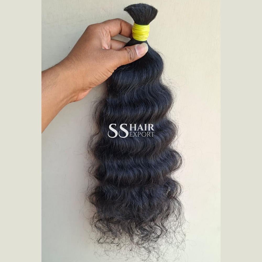 Curly Bulk Human Hair 18inch 100gm Per Bundle Indian Weaving Braiding