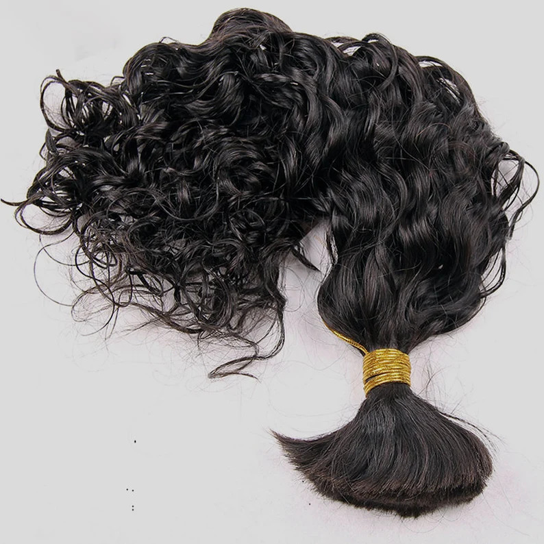 Indian Human Hair Bulk For Braiding Curly Style Bulk Human Hair Extension No Weft Human Hair Weaving Bundles