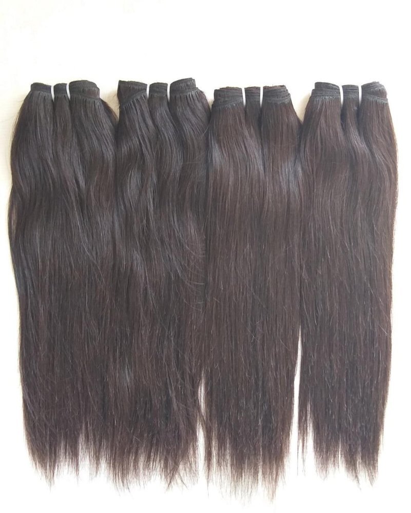 Black Natural Straight Raw Remy Unprocessed Human Hair Weaves, 8