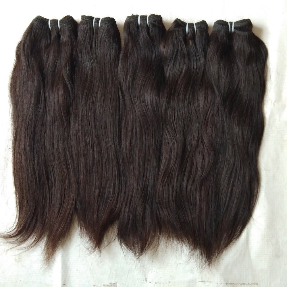 Black Natural Straight Raw Remy Unprocessed Human Hair Weaves, 8