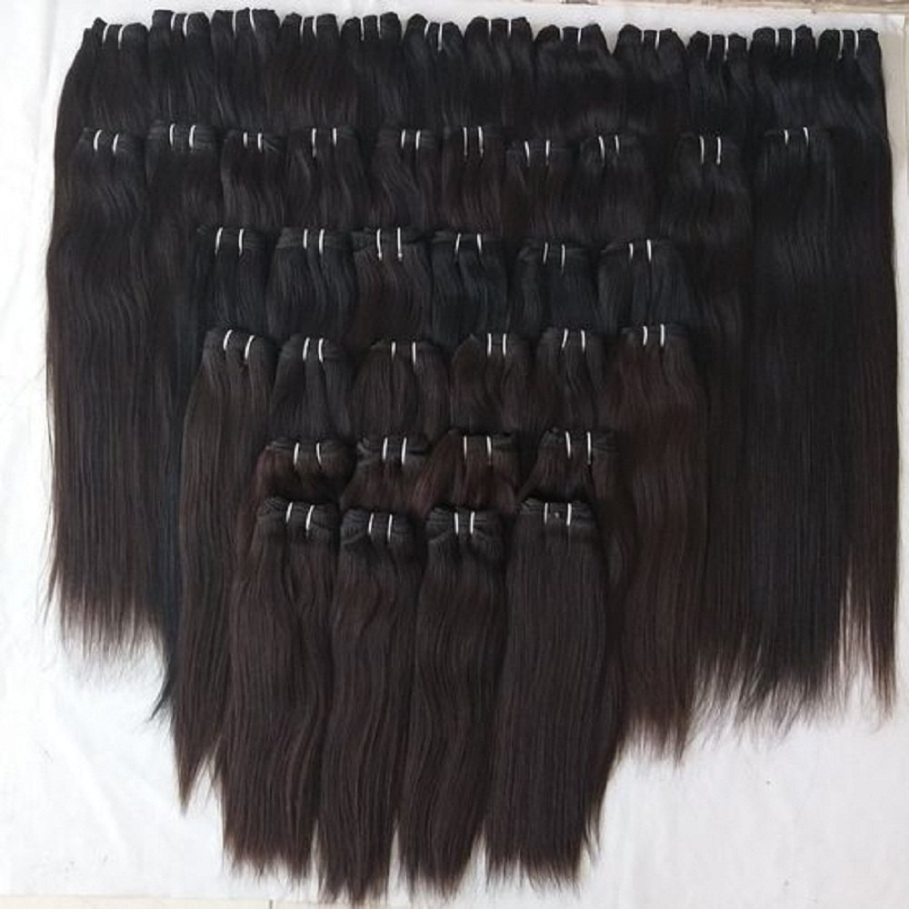 Black Natural Straight Raw Remy Unprocessed Human Hair Weaves, 8