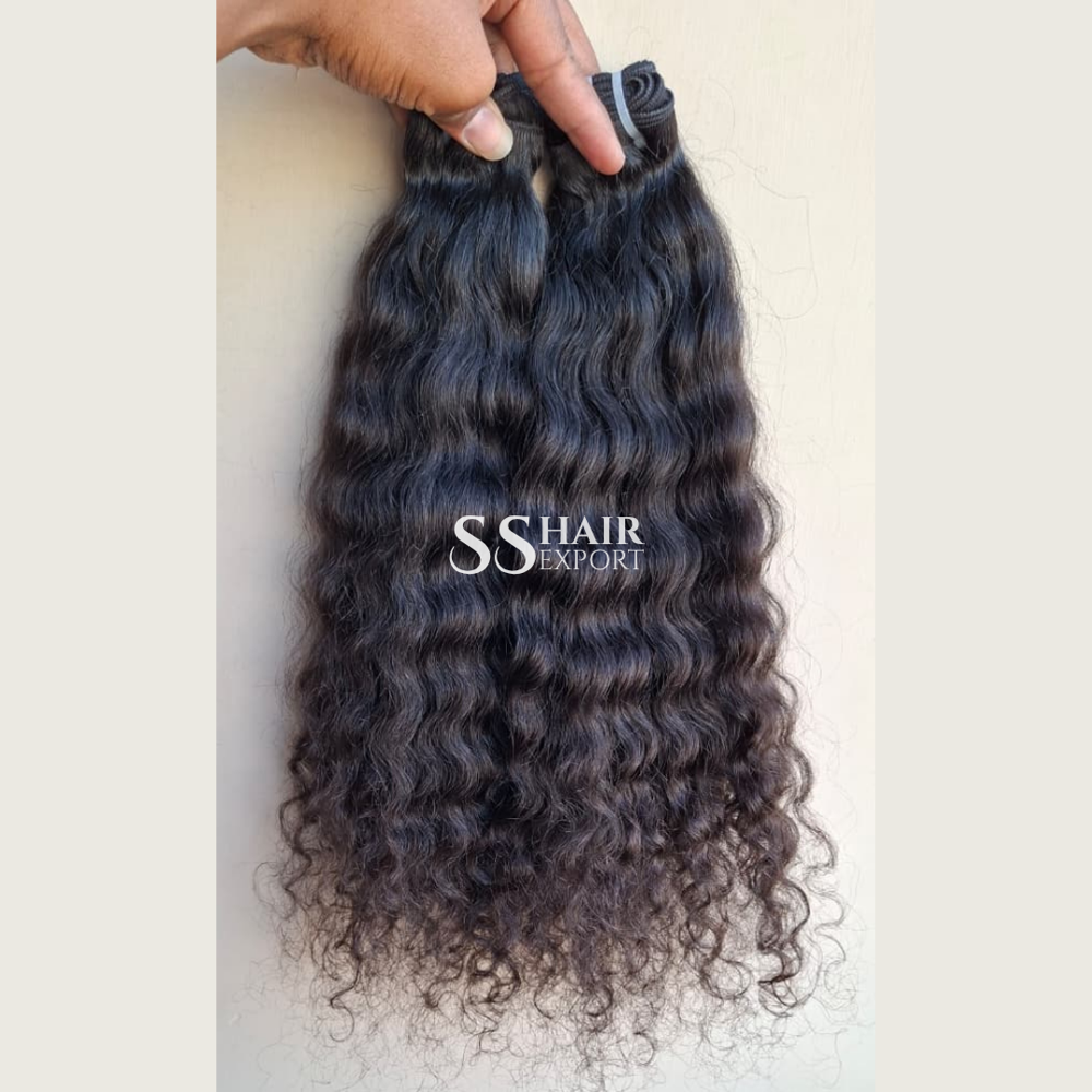 Natural Curly Human Hair Sew in Weave Weft Bundles Indian Manufacturer & Wholesaler