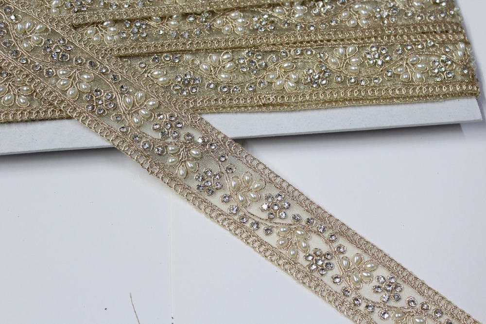 embroidery stone & moti lace