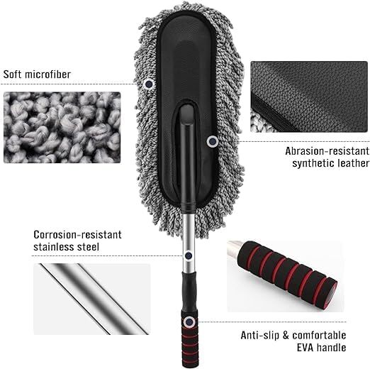 Microfiber Car Duster with Handle  Car Cleaning Brush