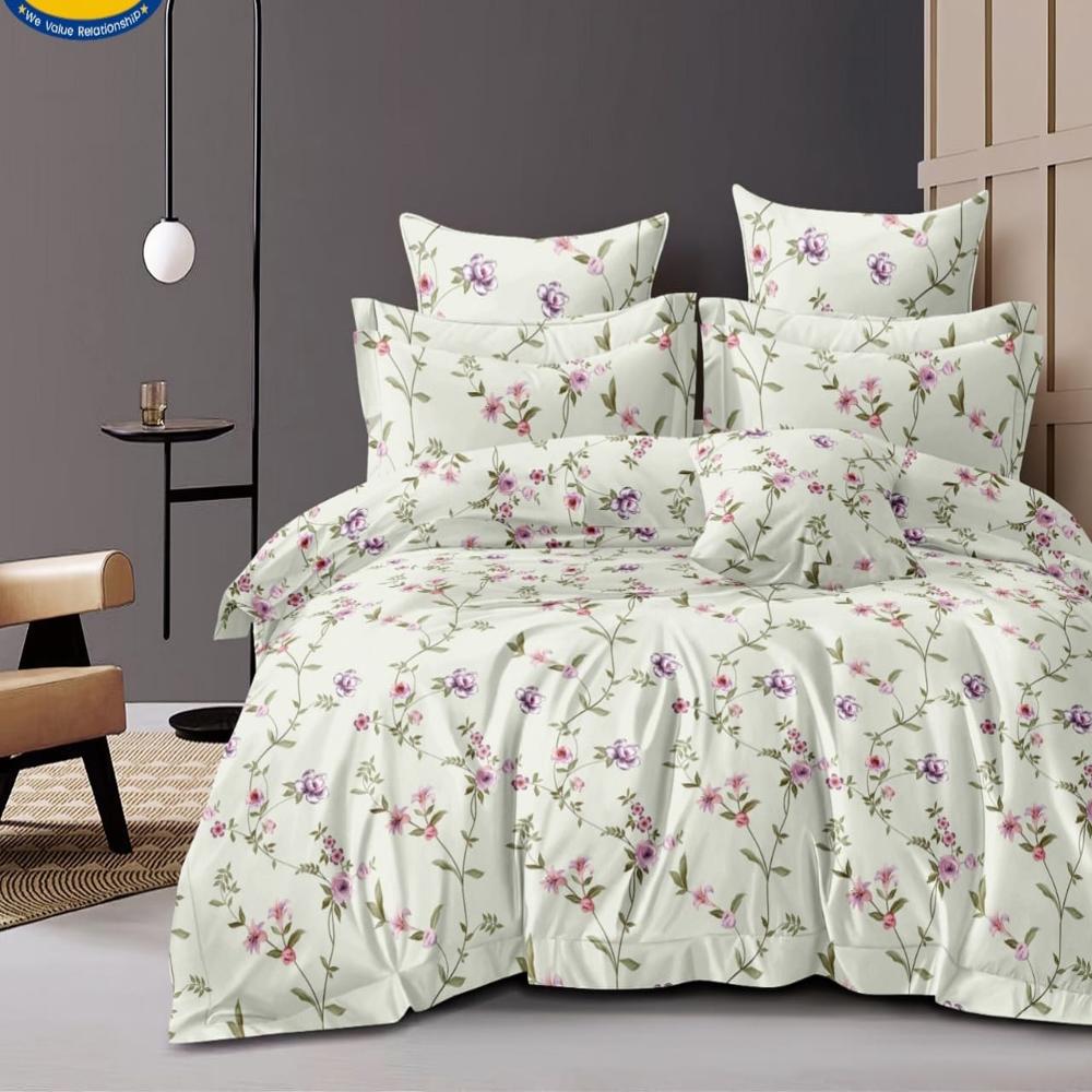 Bedsheet Double Bed - King Size 500 Tc 100% Cotton, Green Color With Matching Pillow Covers | Soft Touch, Easy Care