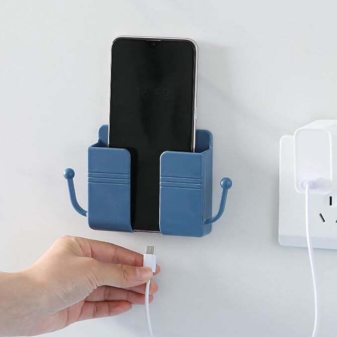Adhesive Wall Mount Mobile Holder with Bottom Slot for Phone Charging