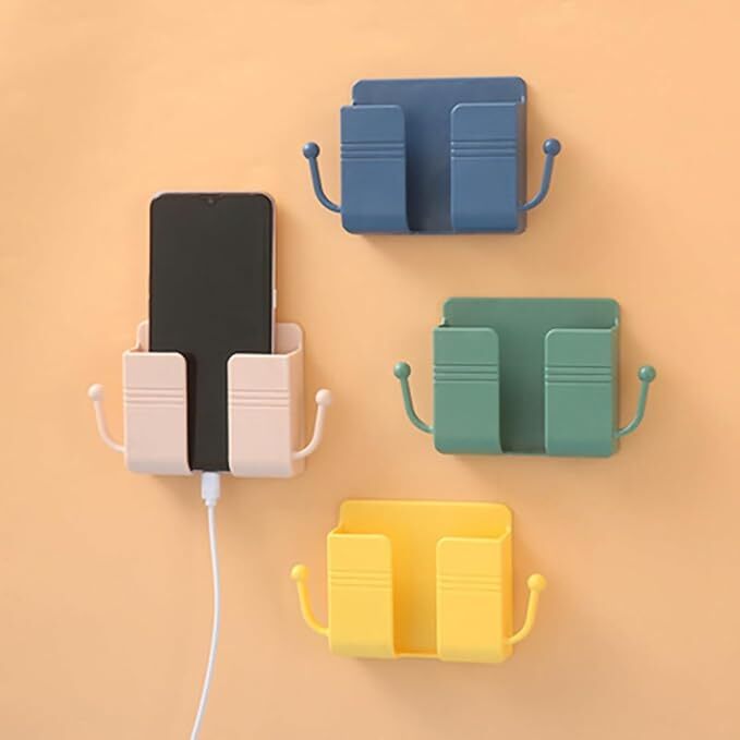 Adhesive Wall Mount Mobile Holder with Bottom Slot for Phone Charging