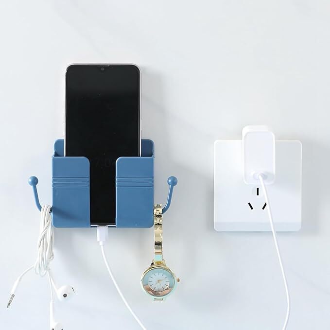 Adhesive Wall Mount Mobile Holder with Bottom Slot for Phone Charging