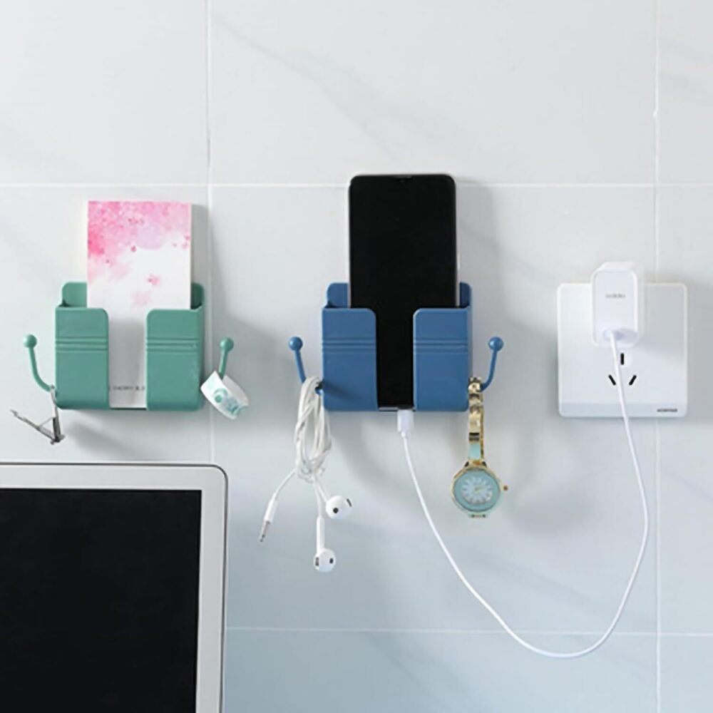 Adhesive Wall Mount Mobile Holder with Bottom Slot for Phone Charging