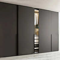 Plywood Sliding Door Wardrobe - Color: Black