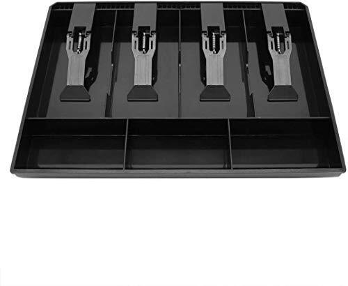 Abs Plastic Cash Drawer, 4 Cash And 3 Coin Organizer For Supermarket, 32.2 X 3.5 X 24.5 Cm, Black - Feature: Good Quality