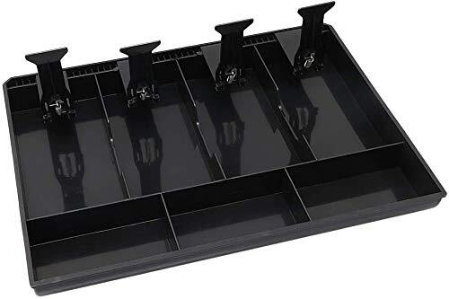 Abs Plastic Cash Drawer, 4 Cash And 3 Coin Organizer For Supermarket, 32.2 X 3.5 X 24.5 Cm, Black - Feature: Good Quality