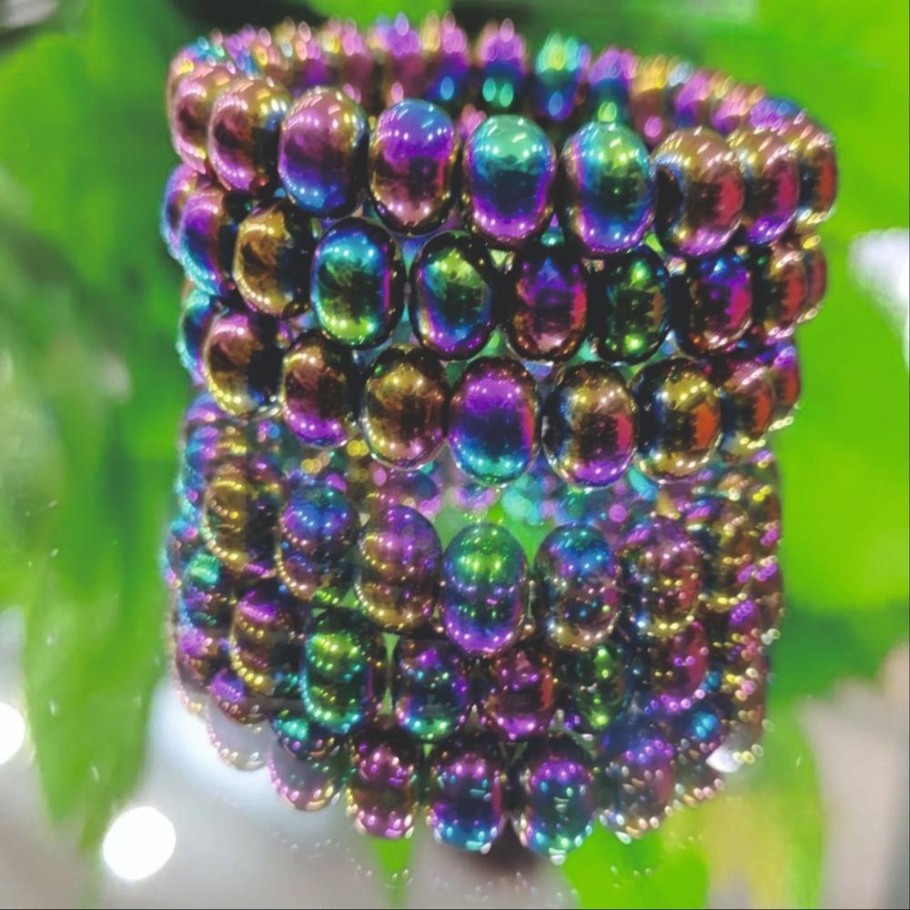 Hematite Aura Rainbow Crystal Beads