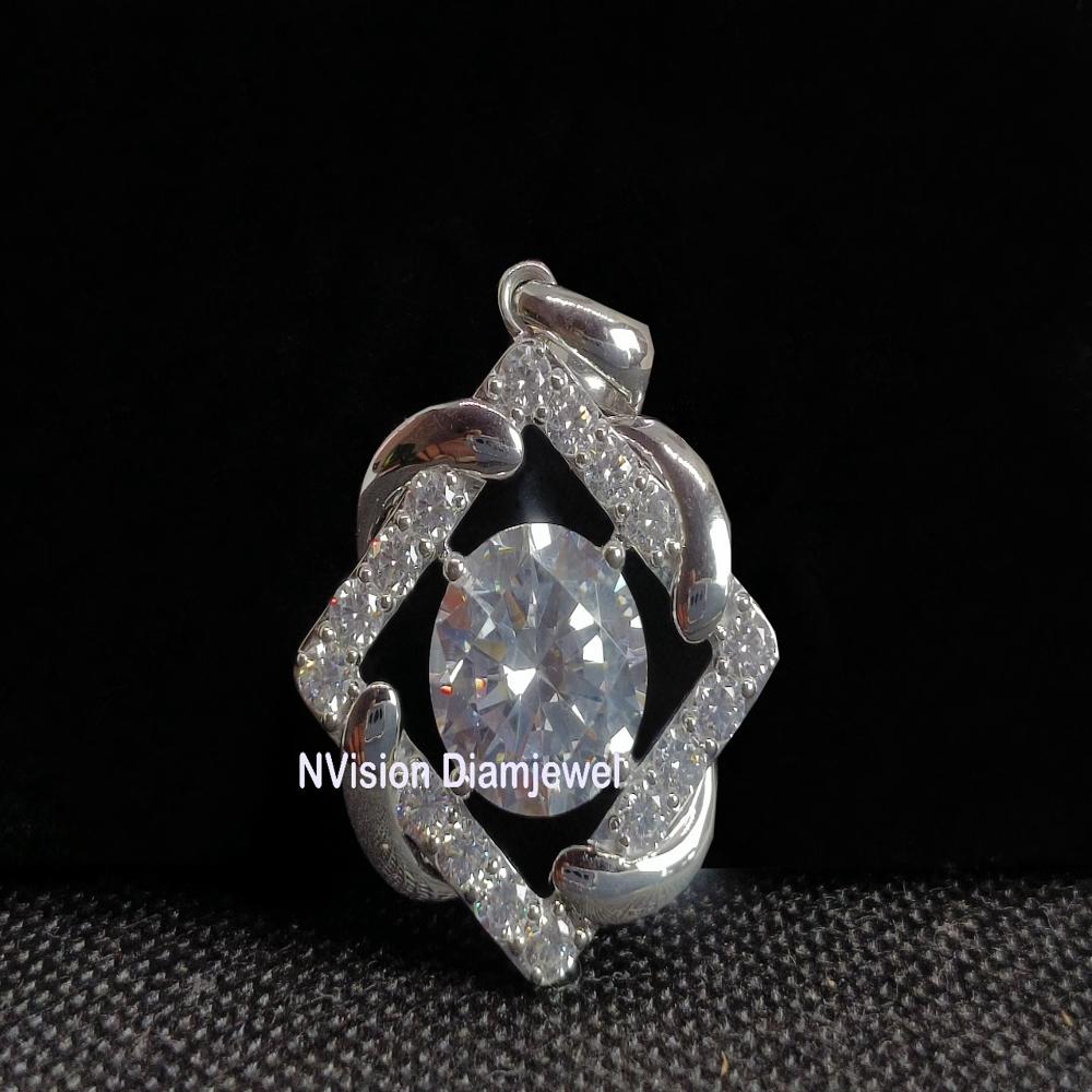 14kt White Gold Big Size Lab Grown Solitaire Pendant With Earrings - Diamond Carat: 18.37 Carat