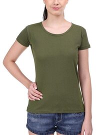 Ladies Crew Neck T Shirt - 100% Cotton, Black, Short Sleeve, Regular Fit, Hip Length, Soft Finish