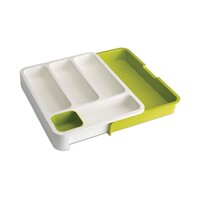 Expandable Cutlery Storage Drawer Tray | Spoon, Knife & Cutting Tools Organizer | 38 X 29 X 5.5 Cm | Green White - Feature: Eco-friendly