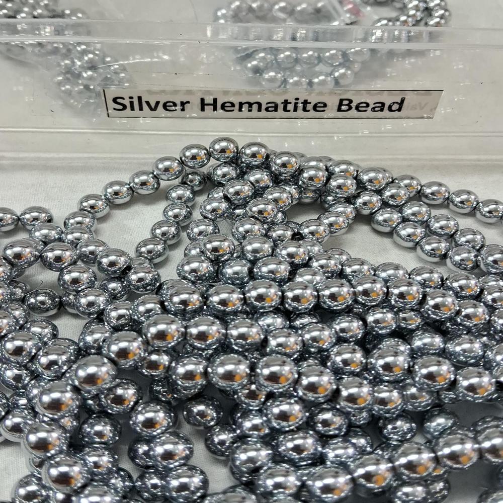 Hematite Silver Crystal Beads - Shape: Round
