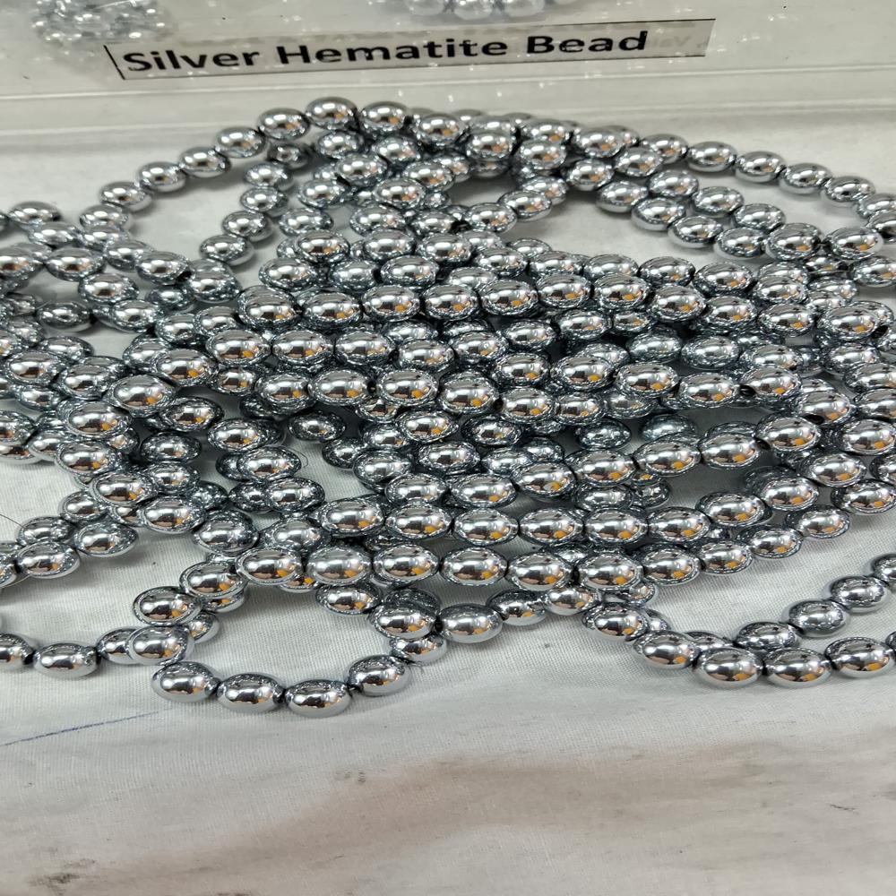 Hematite Silver Crystal Beads - Shape: Round