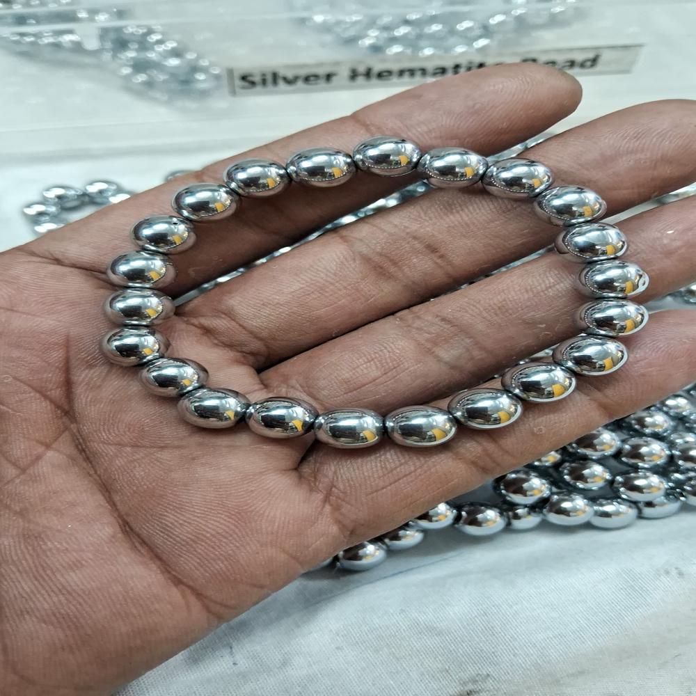 Hematite Silver Crystal Beads - Shape: Round