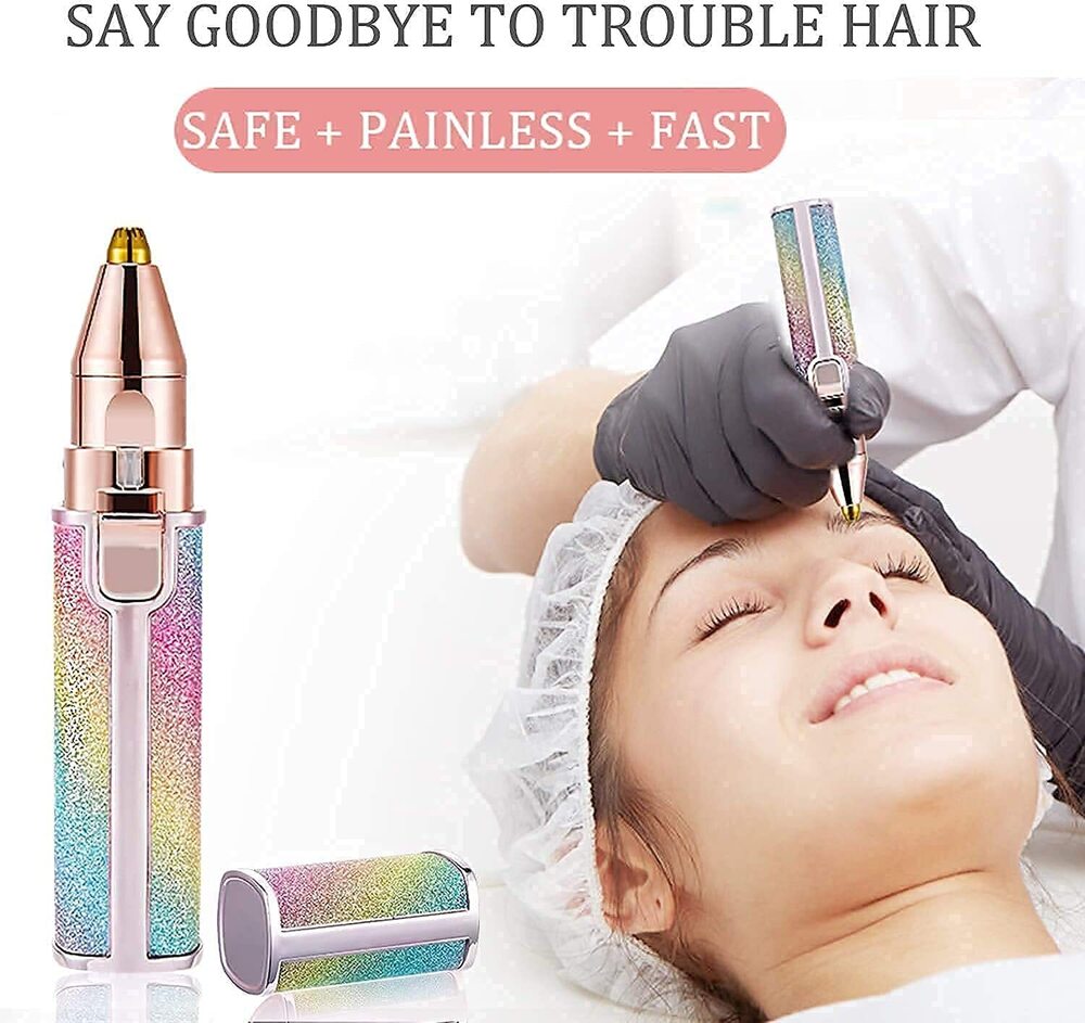 Flawless Trimmer Rainbow - Hypoallergenic, Portable Design | Includes Facial & Eyebrow Heads, Removes Hair Painlessly From All Body Parts
