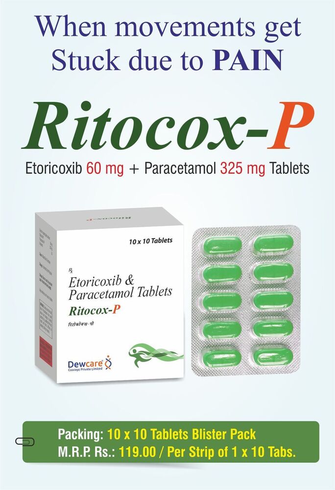 RITOCOX-P Tablets - Etoricoxib + Paracetamol Combination , Pain Relief and Anti-Inflammatory Efficacy for Enhanced Comfort and Functionality