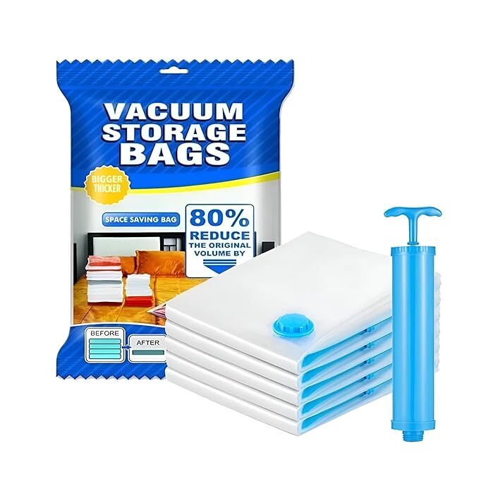 Vacuum Storage Bags for Travel, 8 Pack (4S+4XS) Vacuum Seal Bags with Wireless Rechargeable Electric Pump