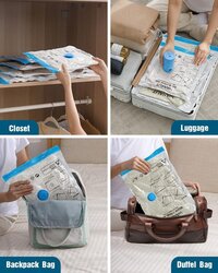 Vacuum Storage Bags for Travel, 8 Pack (4S+4XS) Vacuum Seal Bags with Wireless Rechargeable Electric Pump