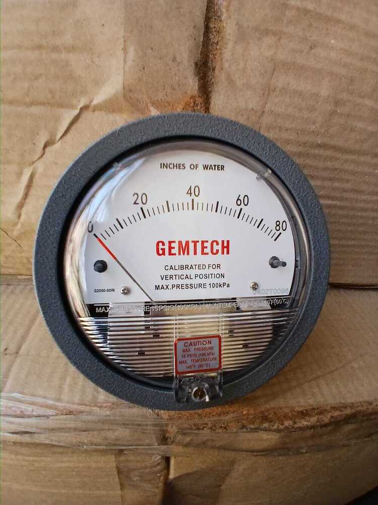 G2080 Gemtech Differential Pressure Gauge Range 0-80 Inch Wc