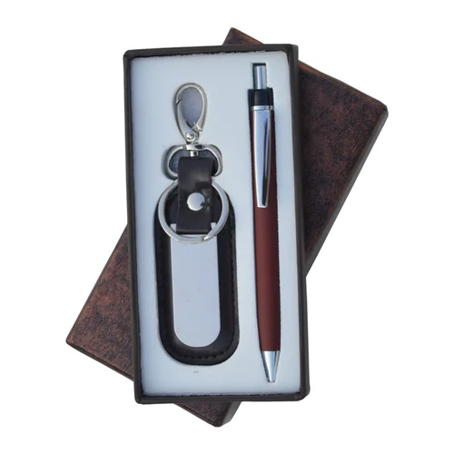 2-in-1 Gift Combo Of Key Ring And Pen - Color: Black