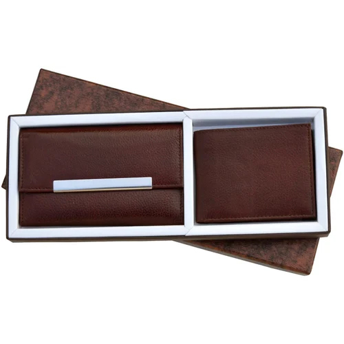 2-In-1 Gift Combo Of Male And Female Wallet - Color: Brown