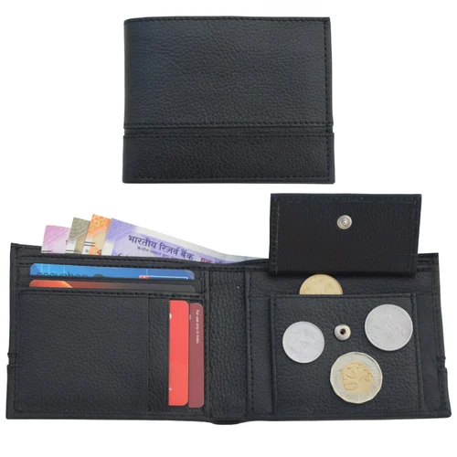 Mens Bifold Wallet With 5 Card Slots And A Coin Pocket - Color: Brown