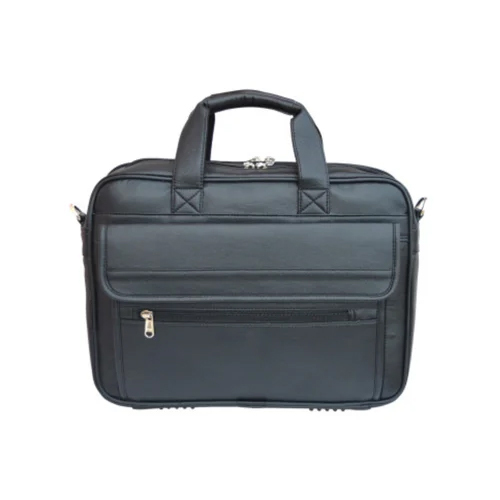 Laptop Bag With Zipper Pockets And Shoulder Belt - Color: Black