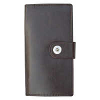Female Clutch Wallet - Brown Leather, Folded Design with Magnetic Closure , Modern Plain Pattern for Stylish Convenience