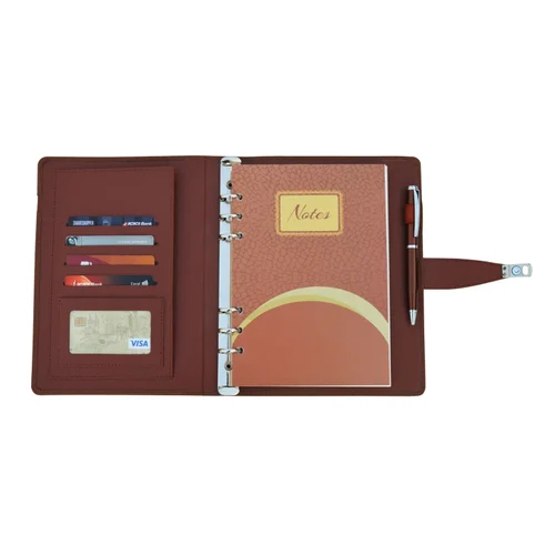 Brown Leatherette A5 Executive Undated Organiser Set - Material: Pu Leather